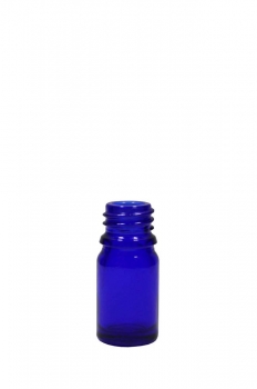 Blauglasflasche 5ml hoch, Mündung DIN18  Lieferung ohne Verschluss, bei Bedarf bitte separat bestellen. Solange Vorrat!